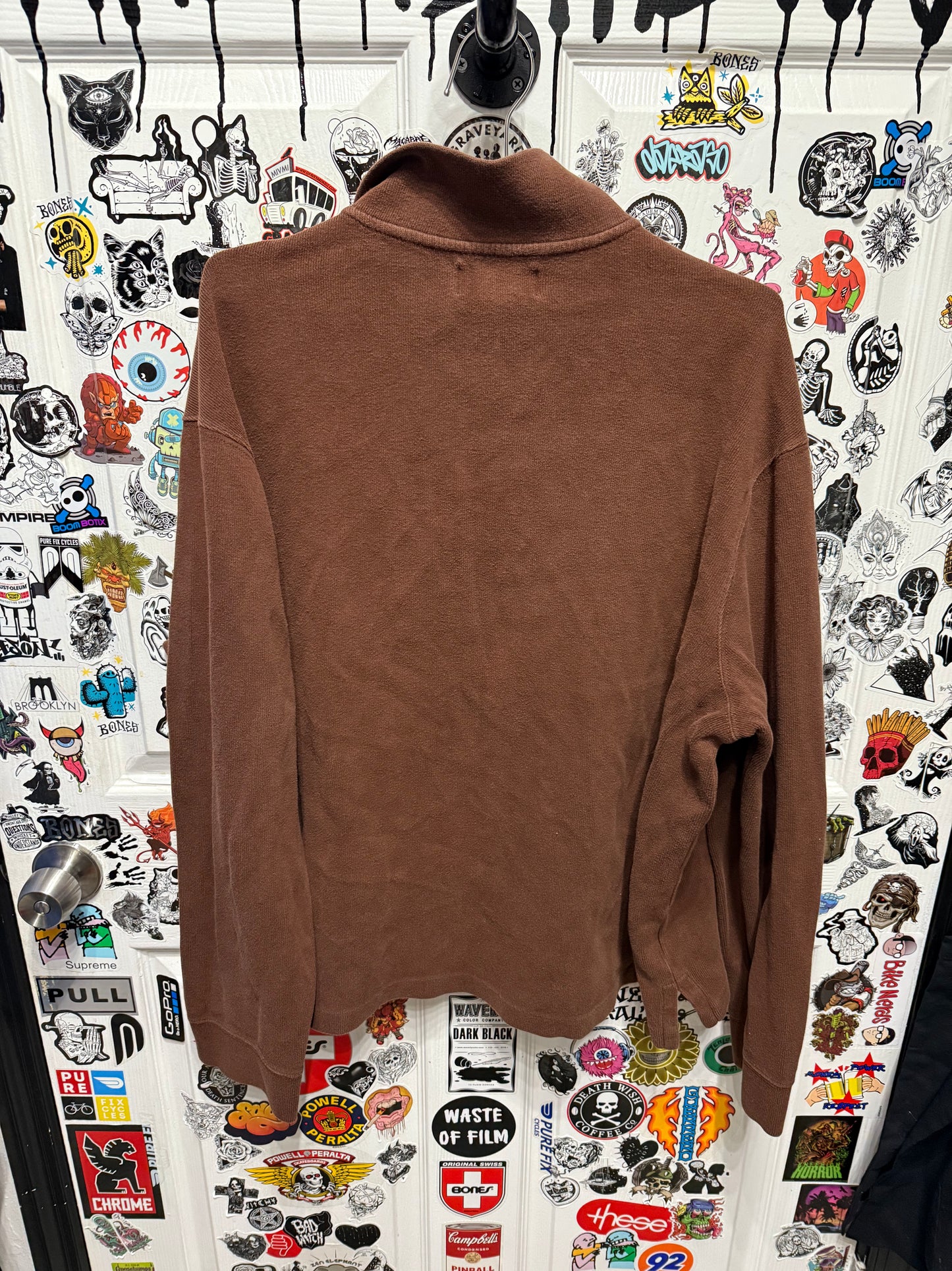 Polo Ralph Lauren Shirt Men 1/4 Zip Pullover Brown Pony Long Sleeve Size 2XL