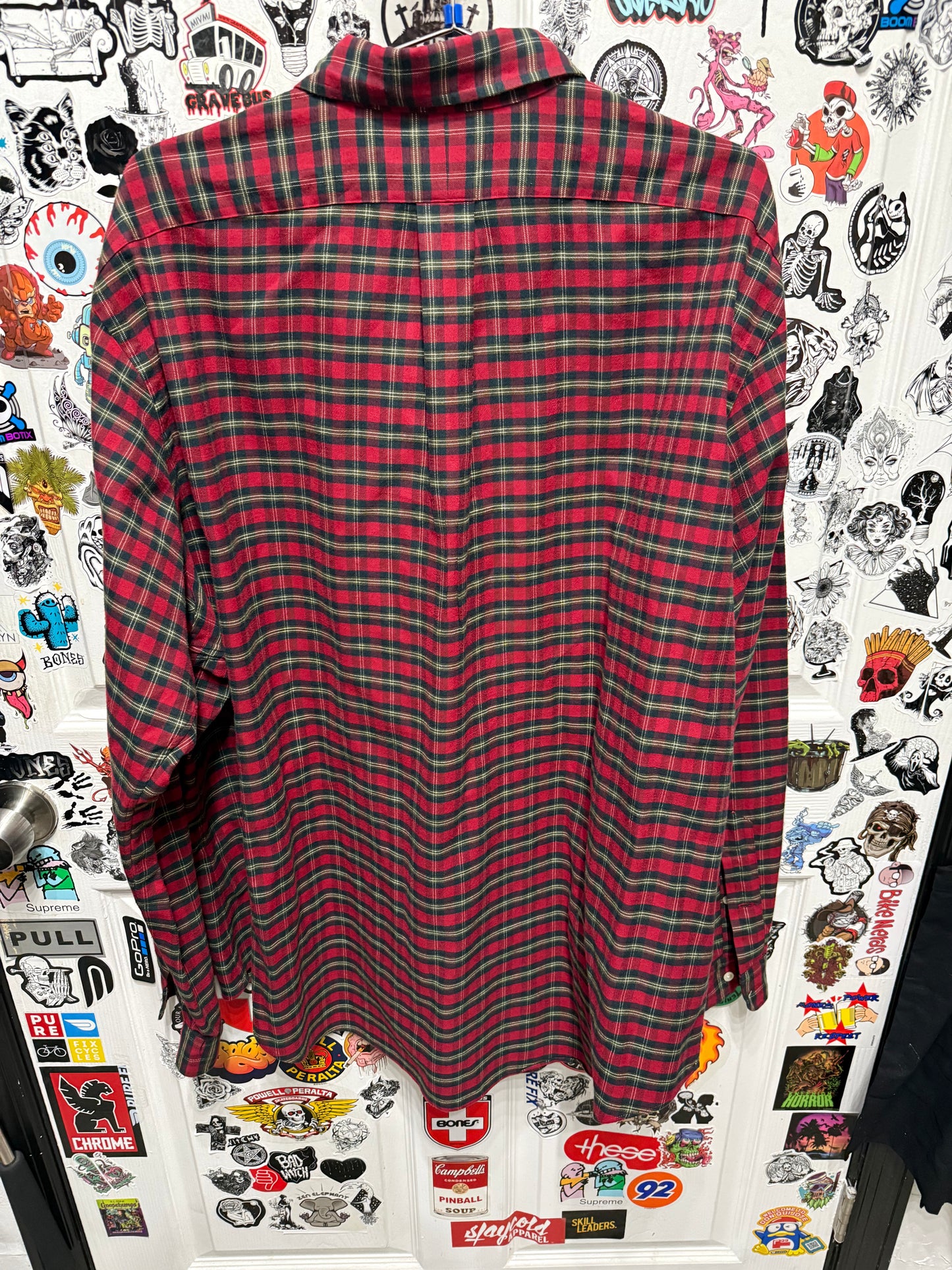 Ralph Lauren Mens Classic Fit Red Green Plaid Flannel Button Up Shirt Size XXL