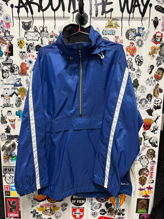 Vintage Nike Pullover 1/2 Zip WindbreakerBlue Hooded 90s Black Tag Size Large