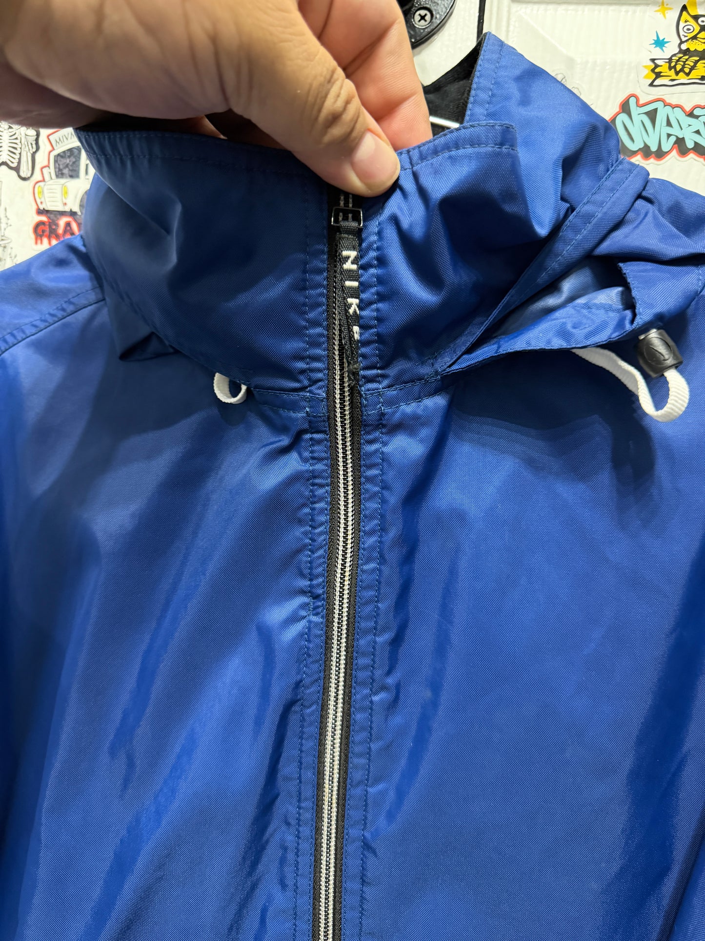 Vintage Nike Pullover 1/2 Zip WindbreakerBlue Hooded 90s Black Tag Size Large