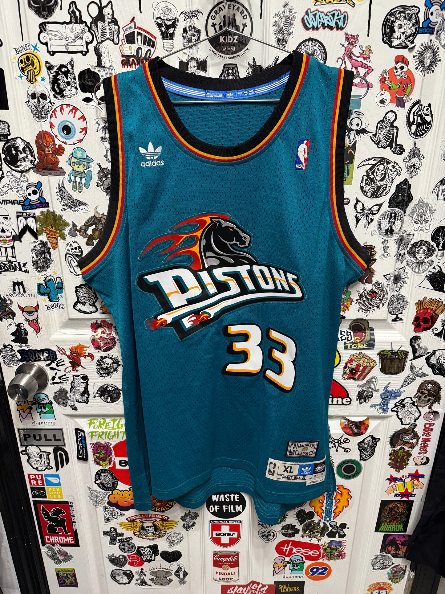 Adidas NBA Hardwood Classics Grant Hill #33 Detroit Pistons Jersey Size XL