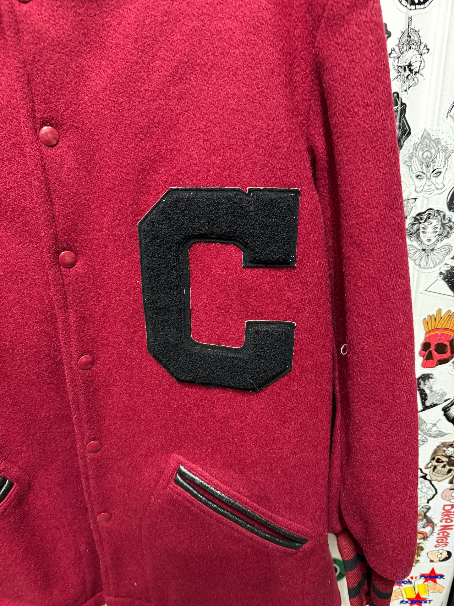 Vintage 1950s Coane Varsity Jacket Wool Letterman Coat Maroon “C” Patch Size 42