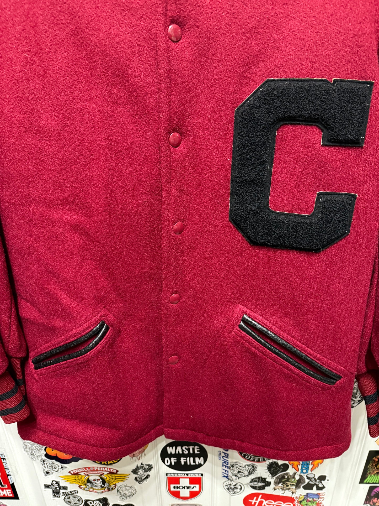 Vintage 1950s Coane Varsity Jacket Wool Letterman Coat Maroon “C” Patch Size 42