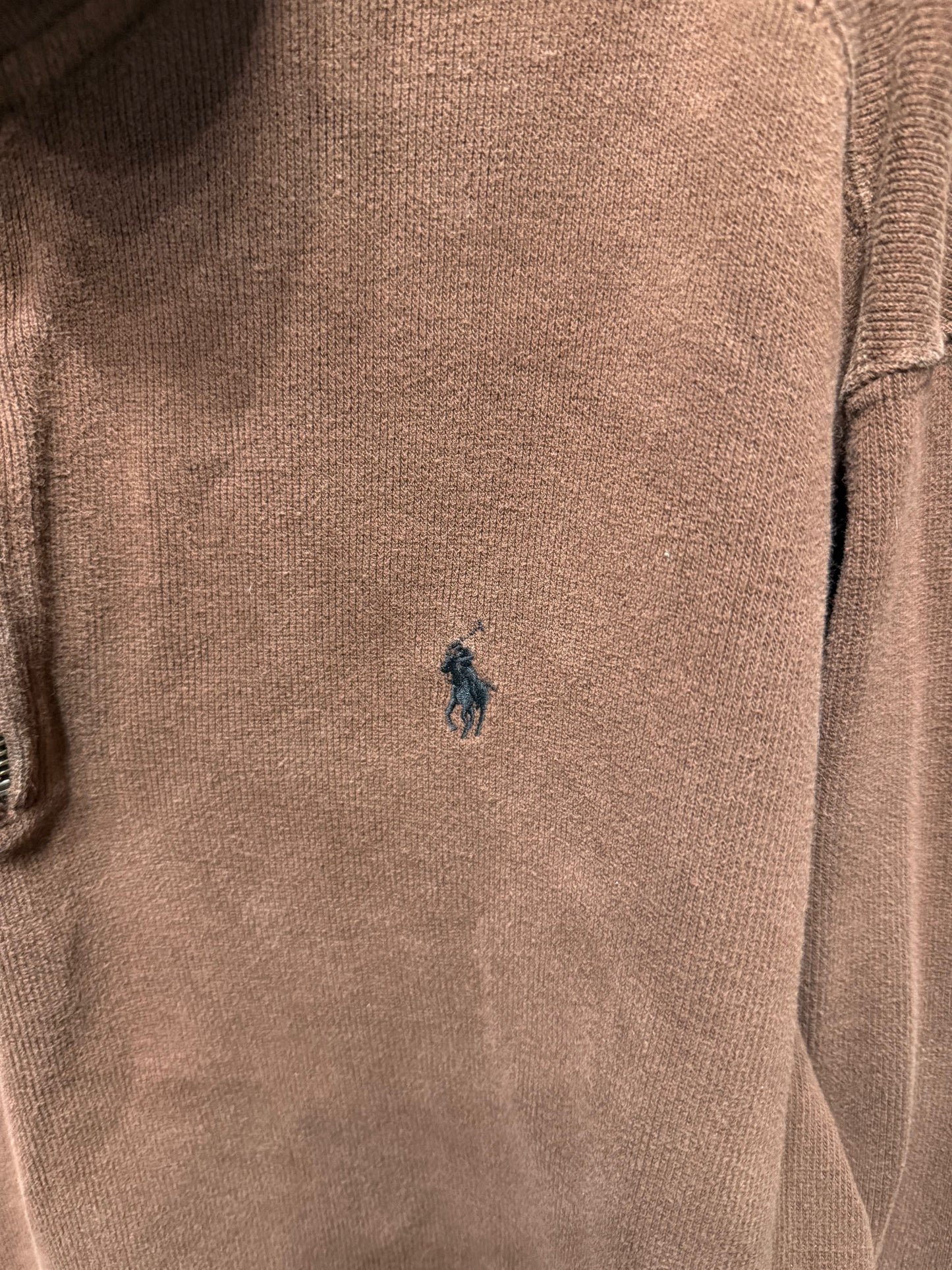 Polo Ralph Lauren Shirt Men 1/4 Zip Pullover Brown Pony Long Sleeve Size 2XL
