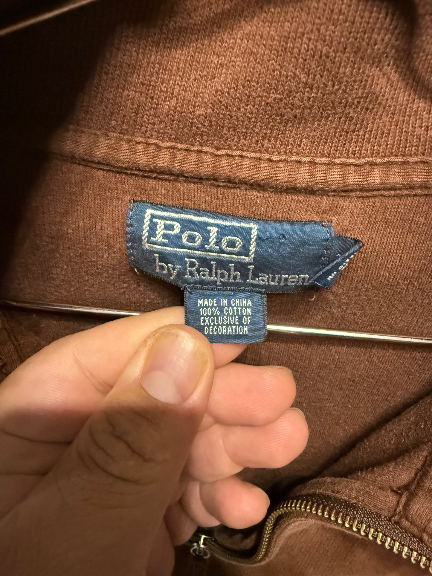 Polo Ralph Lauren Shirt Men 1/4 Zip Pullover Brown Pony Long Sleeve Size 2XL