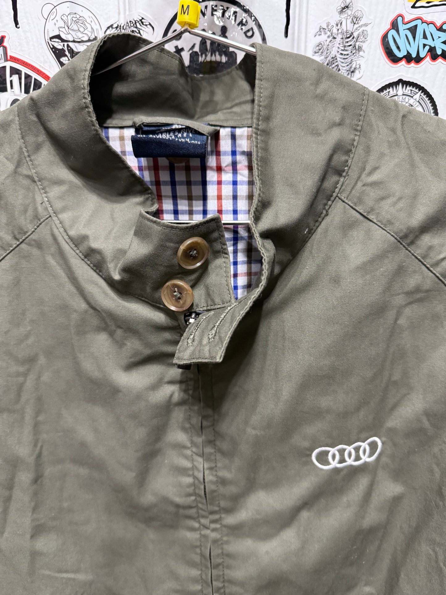 Audit Jacket Charles River Apparel Men’s Olive Green Plaid Lined Size M