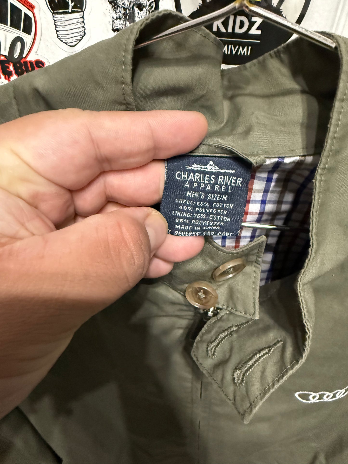 Audit Jacket Charles River Apparel Men’s Olive Green Plaid Lined Size M