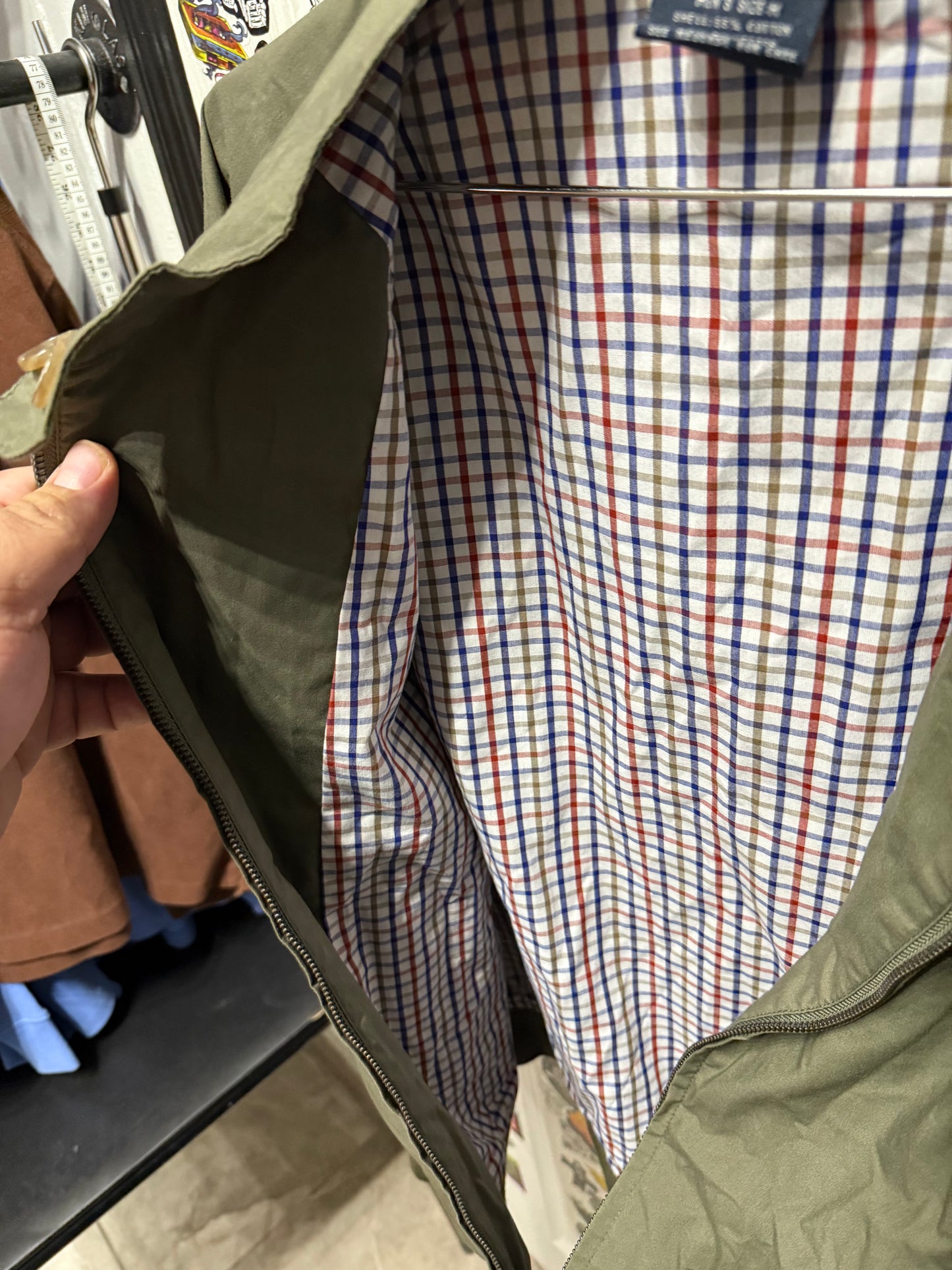 Audit Jacket Charles River Apparel Men’s Olive Green Plaid Lined Size M