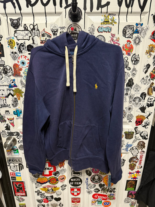 Polo Ralph Lauren Heavyweight Hoodie Sweatshirt Jacket Full Zip Up Navy Size L