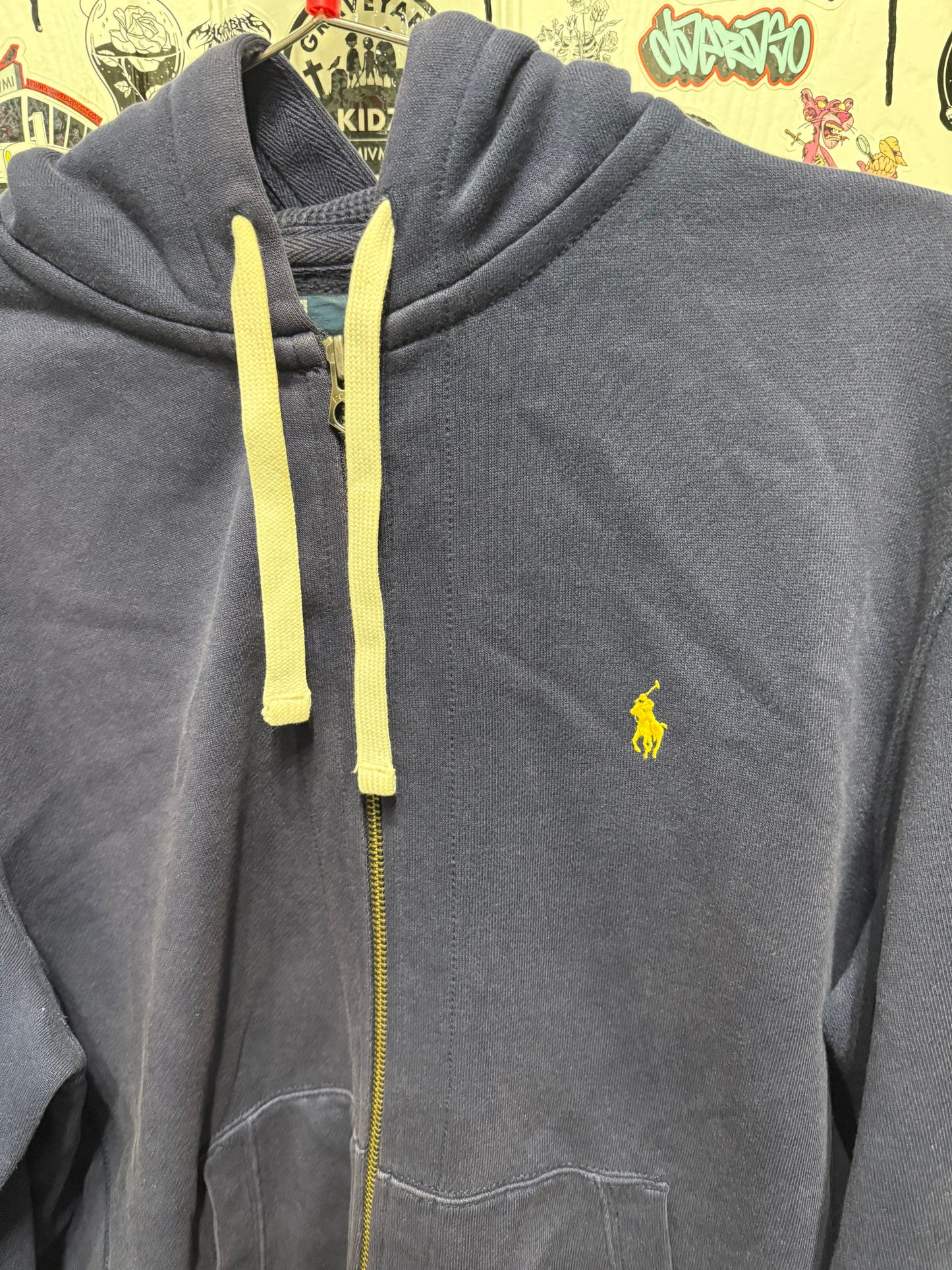 Polo Ralph Lauren Heavyweight Hoodie Sweatshirt Jacket Full Zip Up Navy Size L