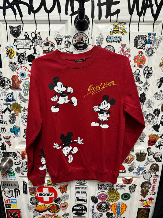 Disney Mickey Mouse Red Pullover Sweatshirt Size S
