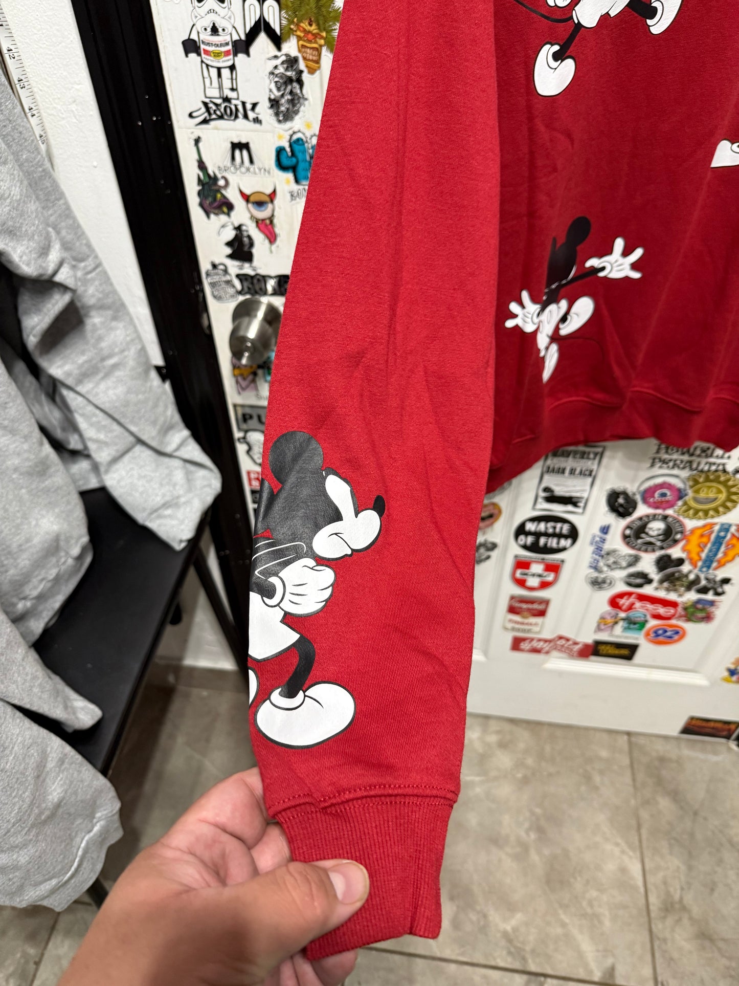 Disney Mickey Mouse Red Pullover Sweatshirt Size S