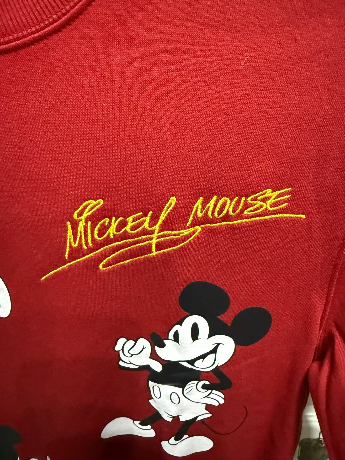 Disney Mickey Mouse Red Pullover Sweatshirt Size S