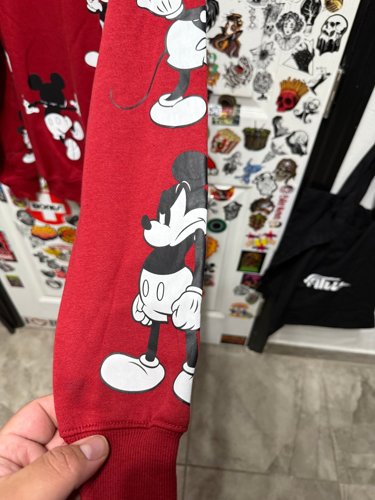 Disney Mickey Mouse Red Pullover Sweatshirt Size S