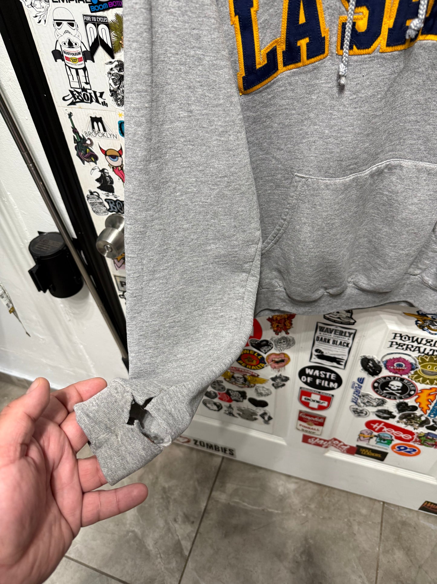 Champion La Salle University Hoodie College Sweater (Distressed Cuff) Size S