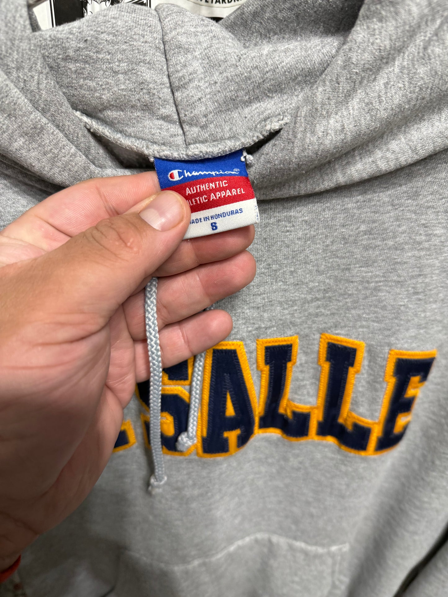 Champion La Salle University Hoodie College Sweater (Distressed Cuff) Size S