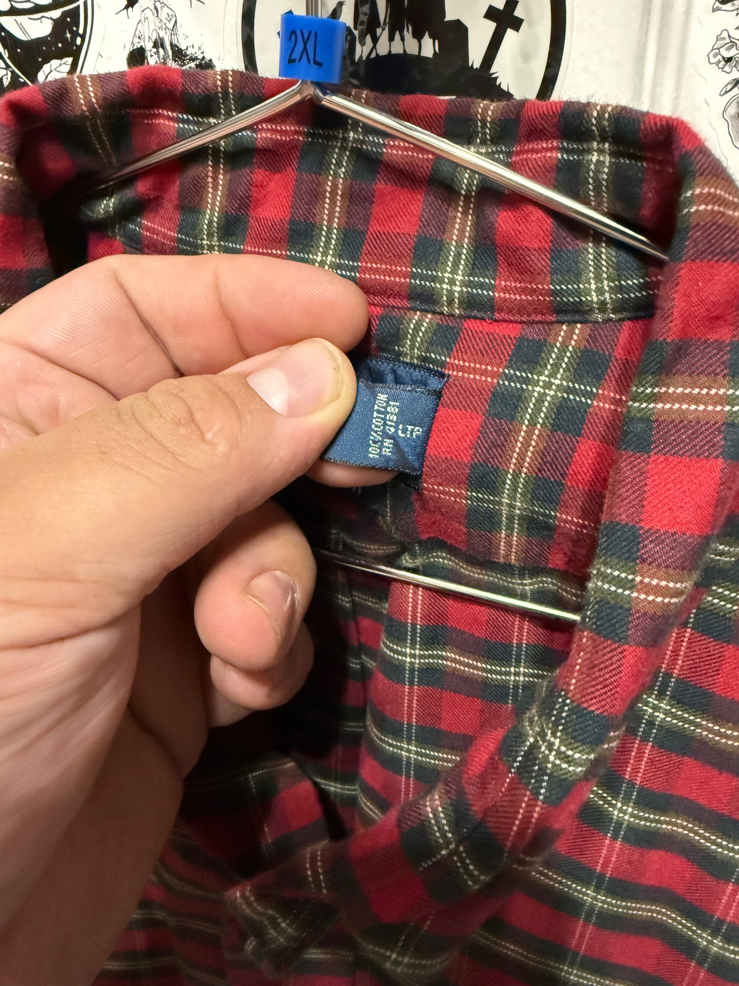 Ralph Lauren Mens Classic Fit Red Green Plaid Flannel Button Up Shirt Size XXL