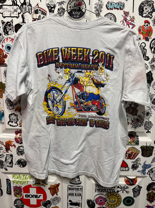 Ridin' Hoggs and Pickin' Up Chicks, Bike Week 2011 70th Anniversary Shirt Size L